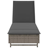 vidaXL Sun Lounger with Wheels and Cushion Poly Rattan Black