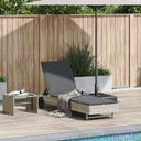 vidaXL Sun Lounger with Wheels and Cushion Poly Rattan Black