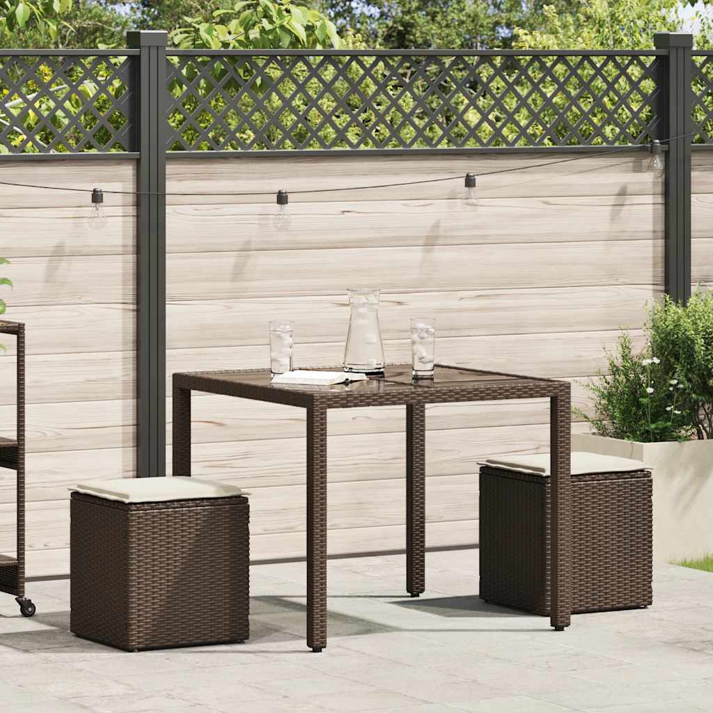 vidaXL Tuinkrukken met kussens 2 st 40x40x43 cm poly rattan bruin