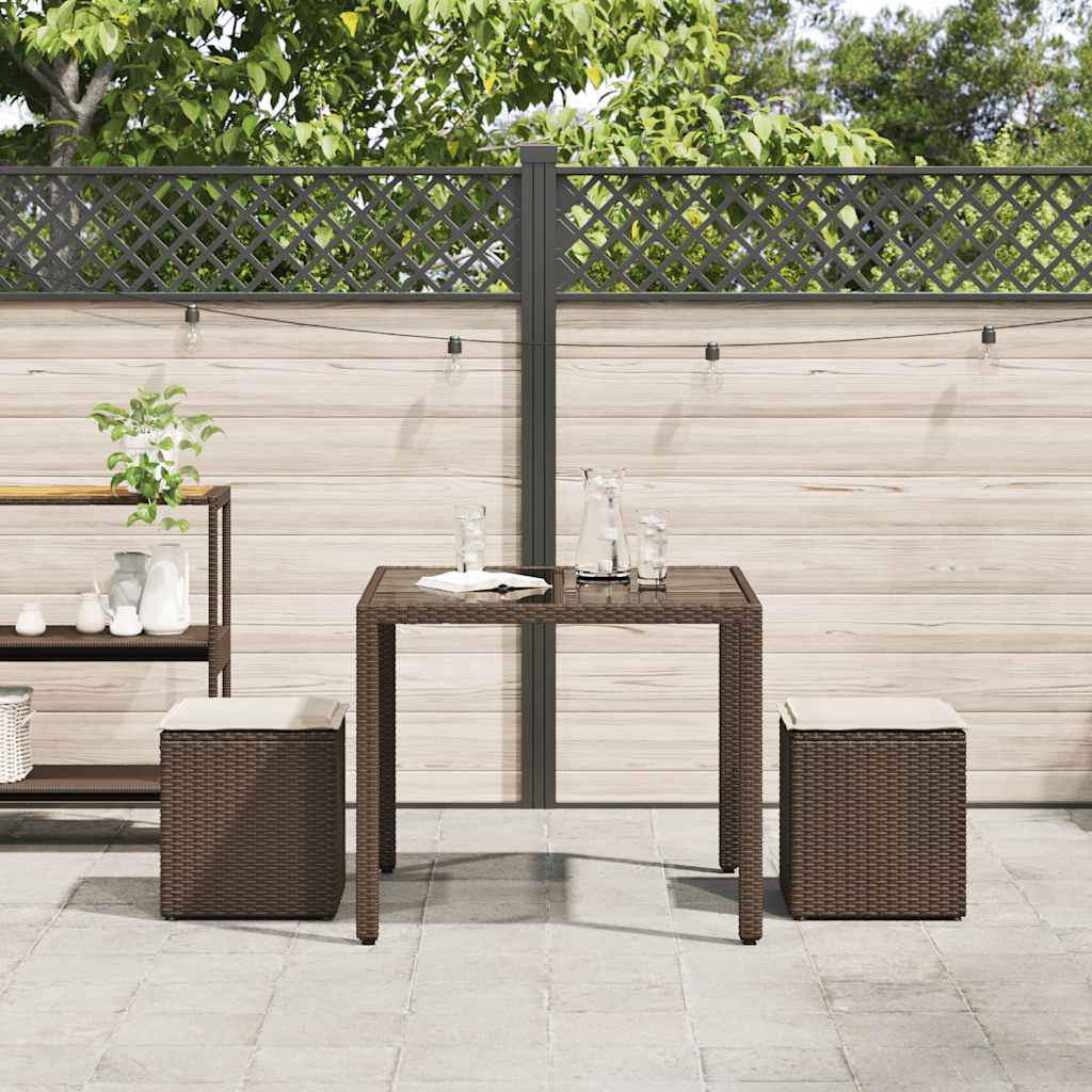 vidaXL Tuinkrukken met kussens 2 st 40x40x43 cm poly rattan bruin