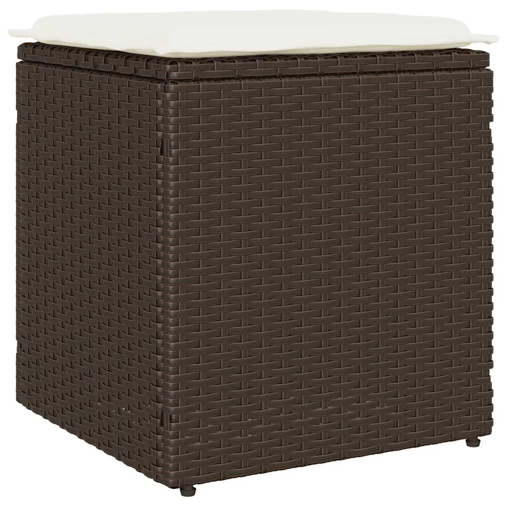 vidaXL Tuinkrukken met kussens 2 st 40x40x43 cm poly rattan bruin