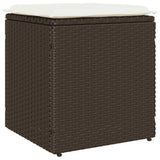vidaXL Tuinkrukken met kussens 2 st 40x40x43 cm poly rattan bruin