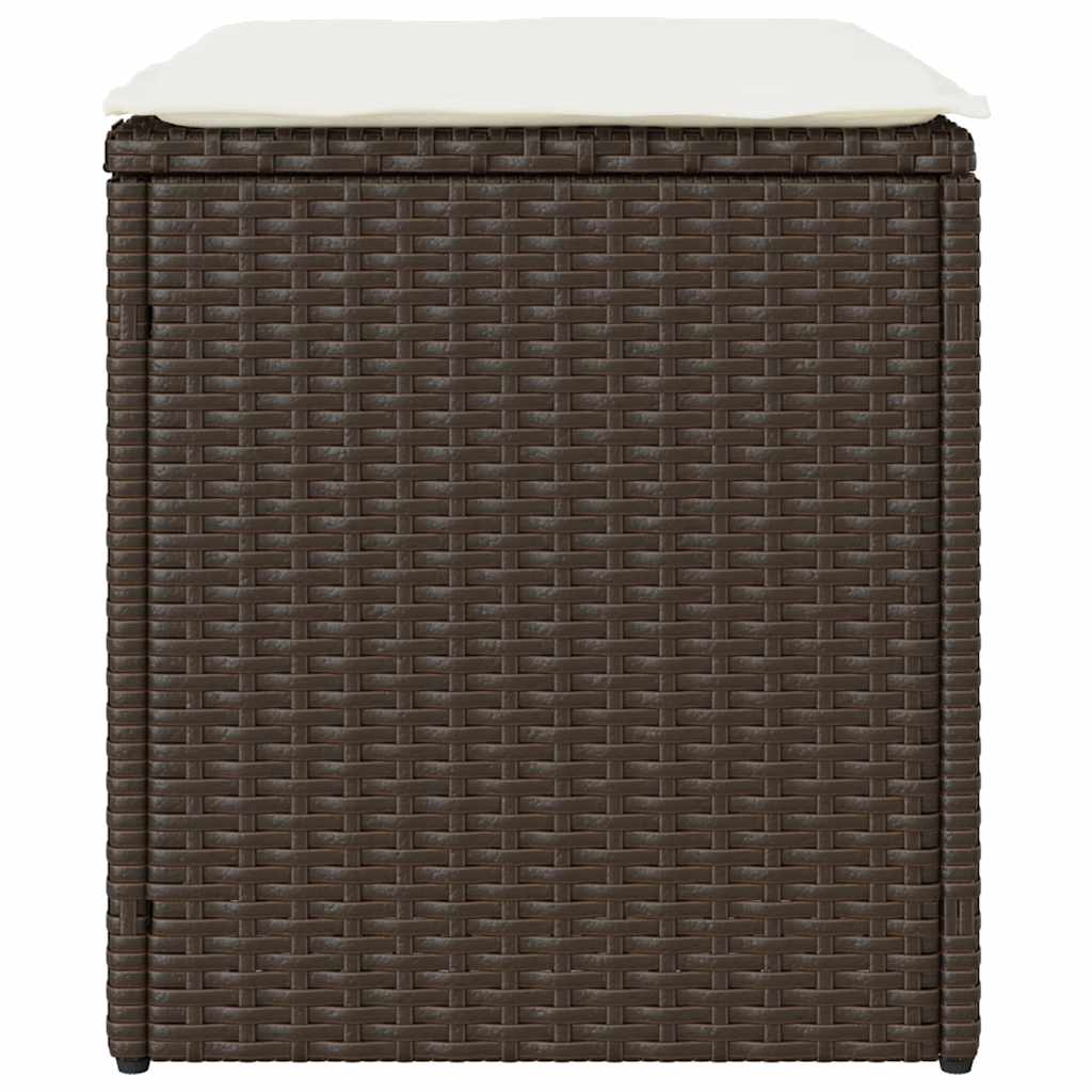vidaXL Tuinkrukken met kussens 2 st 40x40x43 cm poly rattan bruin