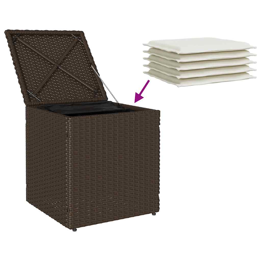 vidaXL Tuinkrukken met kussens 2 st 40x40x43 cm poly rattan bruin