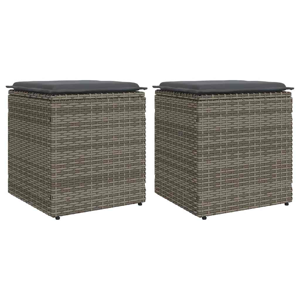 vidaXL Tuinkrukken met kussens 2 st 40x40x43 cm poly rattan bruin