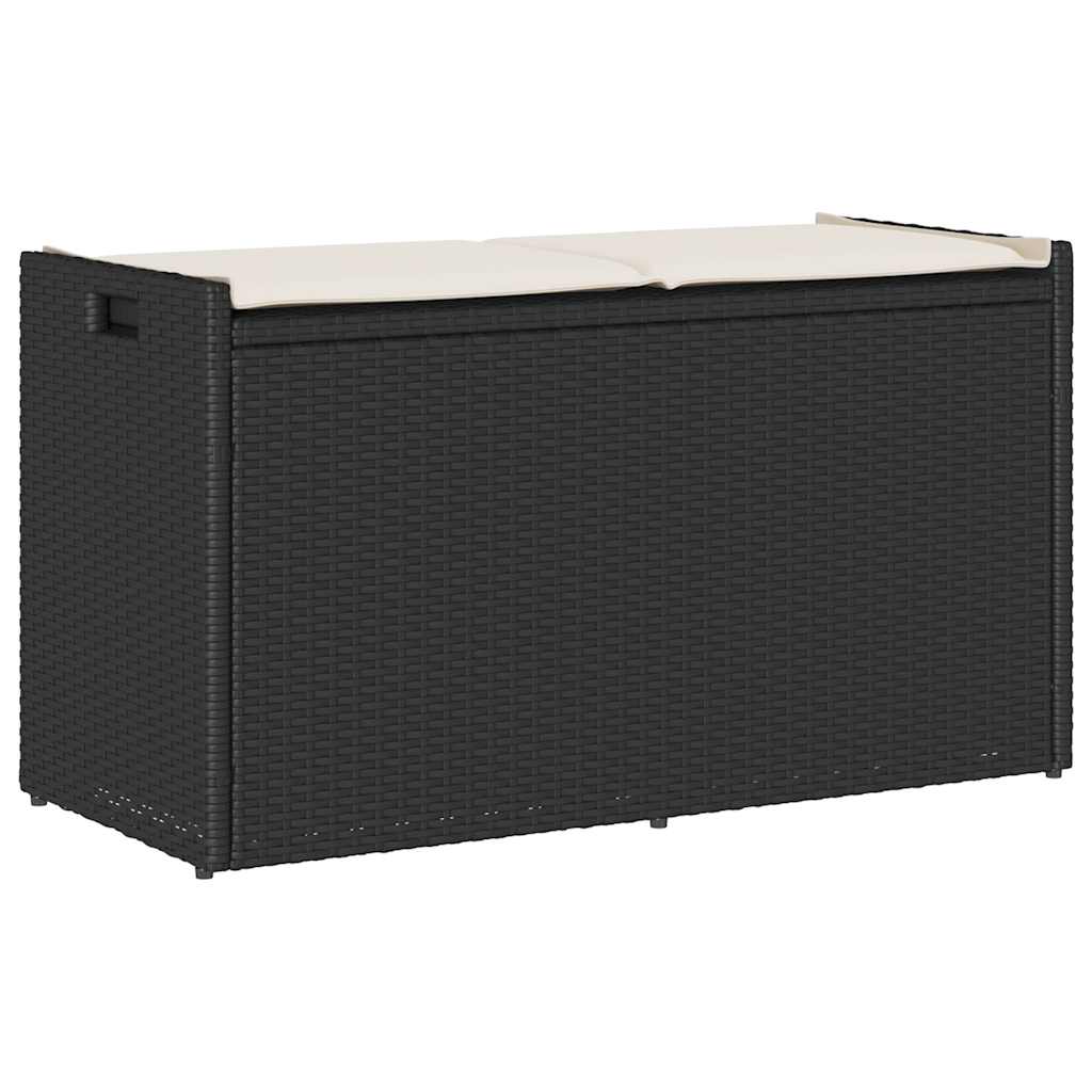vidaXL Outdoor Storage Bench with Cushion 100 cm Poly Rattan Black