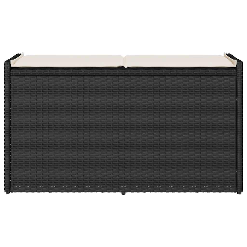 vidaXL Outdoor Storage Bench with Cushion 100 cm Poly Rattan Black