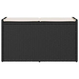 vidaXL Outdoor Storage Bench with Cushion 100 cm Poly Rattan Black