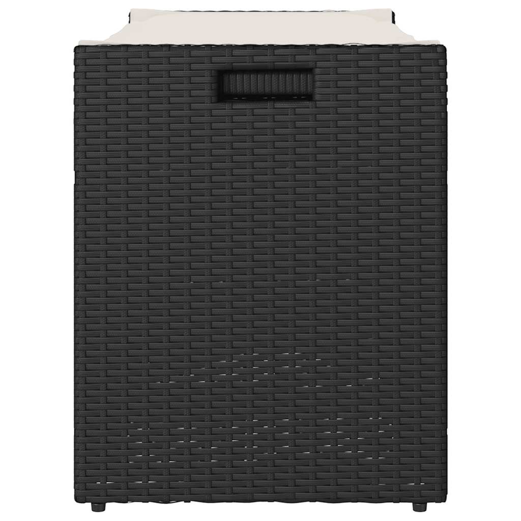vidaXL Outdoor Storage Bench with Cushion 100 cm Poly Rattan Black