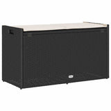 vidaXL Outdoor Storage Bench with Cushion 100 cm Poly Rattan Black
