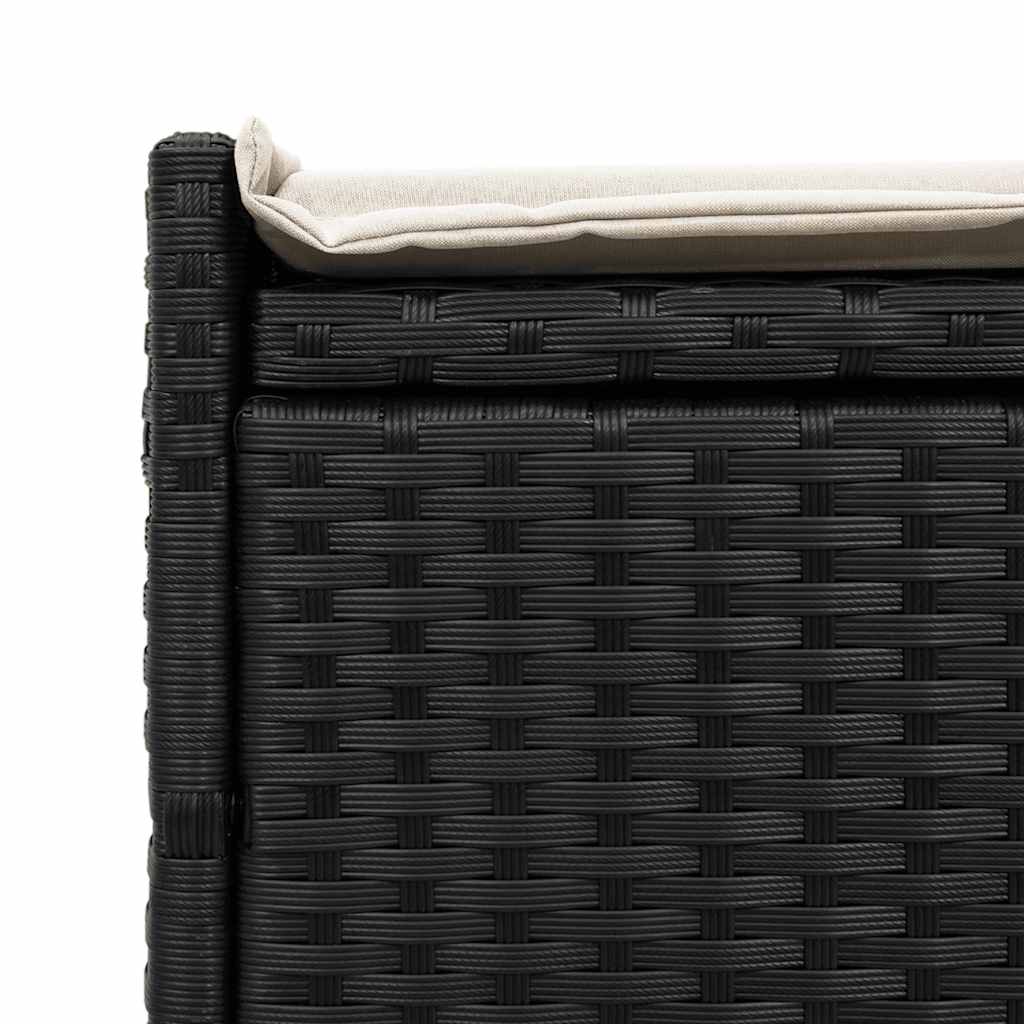 vidaXL Outdoor Storage Bench with Cushion 100 cm Poly Rattan Black