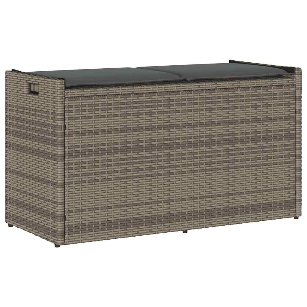 vidaXL Outdoor Storage Bench with Cushion 100 cm Poly Rattan Black