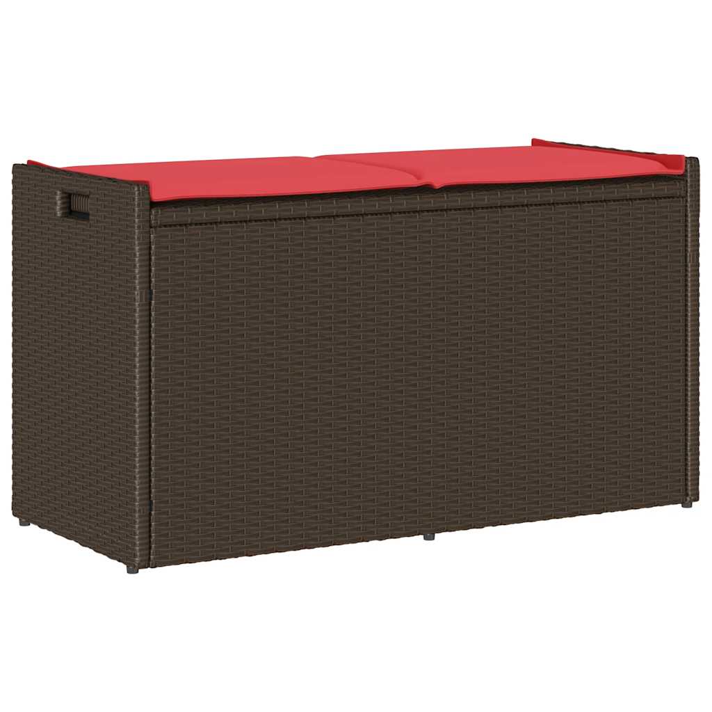 vidaXL Opbergbank met kussen voor buiten 100 cm poly rattan zwart