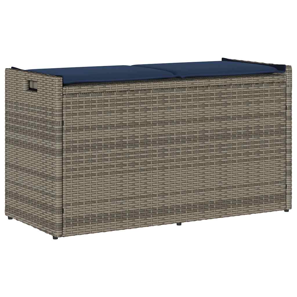 vidaXL Outdoor Storage Bench with Cushion 100 cm Poly Rattan Black
