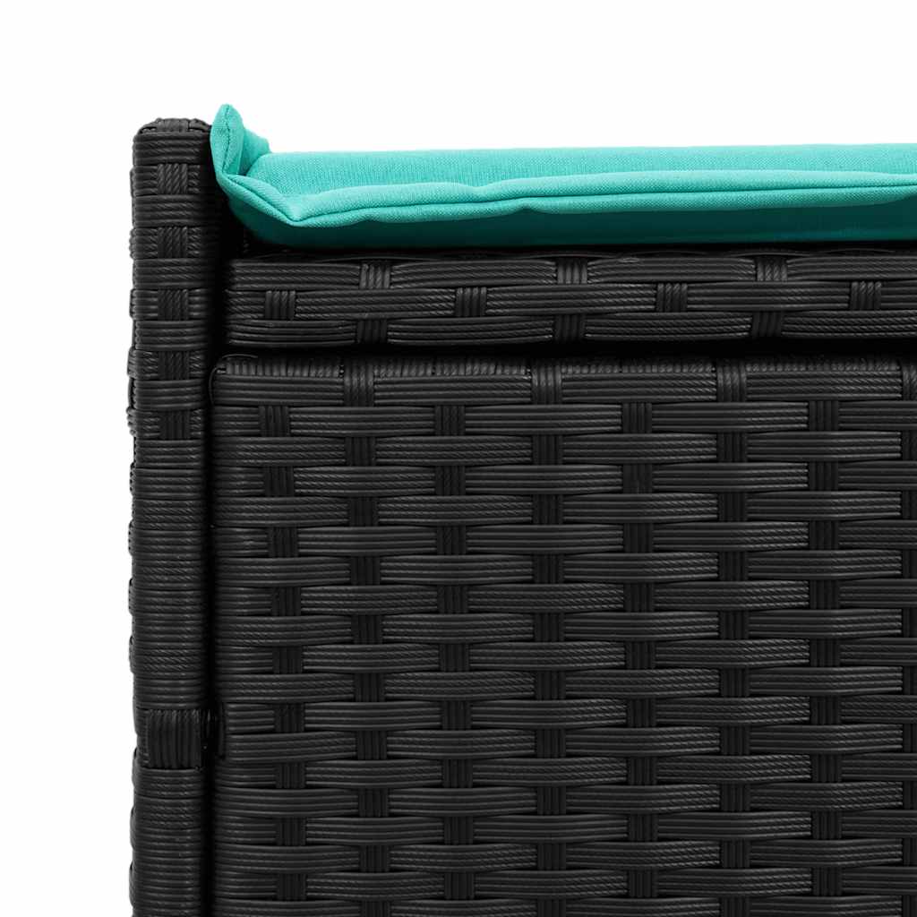 vidaXL Opbergbank met kussen voor buiten 100 cm poly rattan zwart