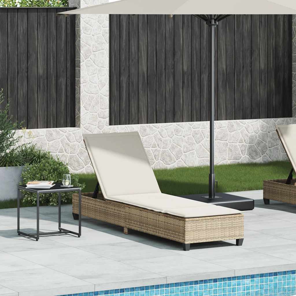 vidaXL Ligstoel met kussens beige 55x200x25,5cm polyrotan