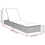 vidaXL Ligstoel met kussens beige 55x200x25,5cm polyrotan