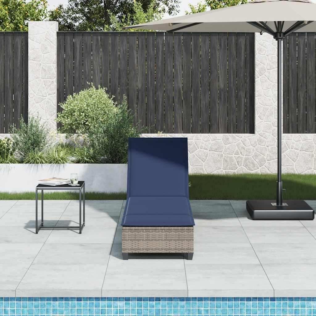 vidaXL Ligstoel met kussens beige 55x200x25,5cm polyrotan