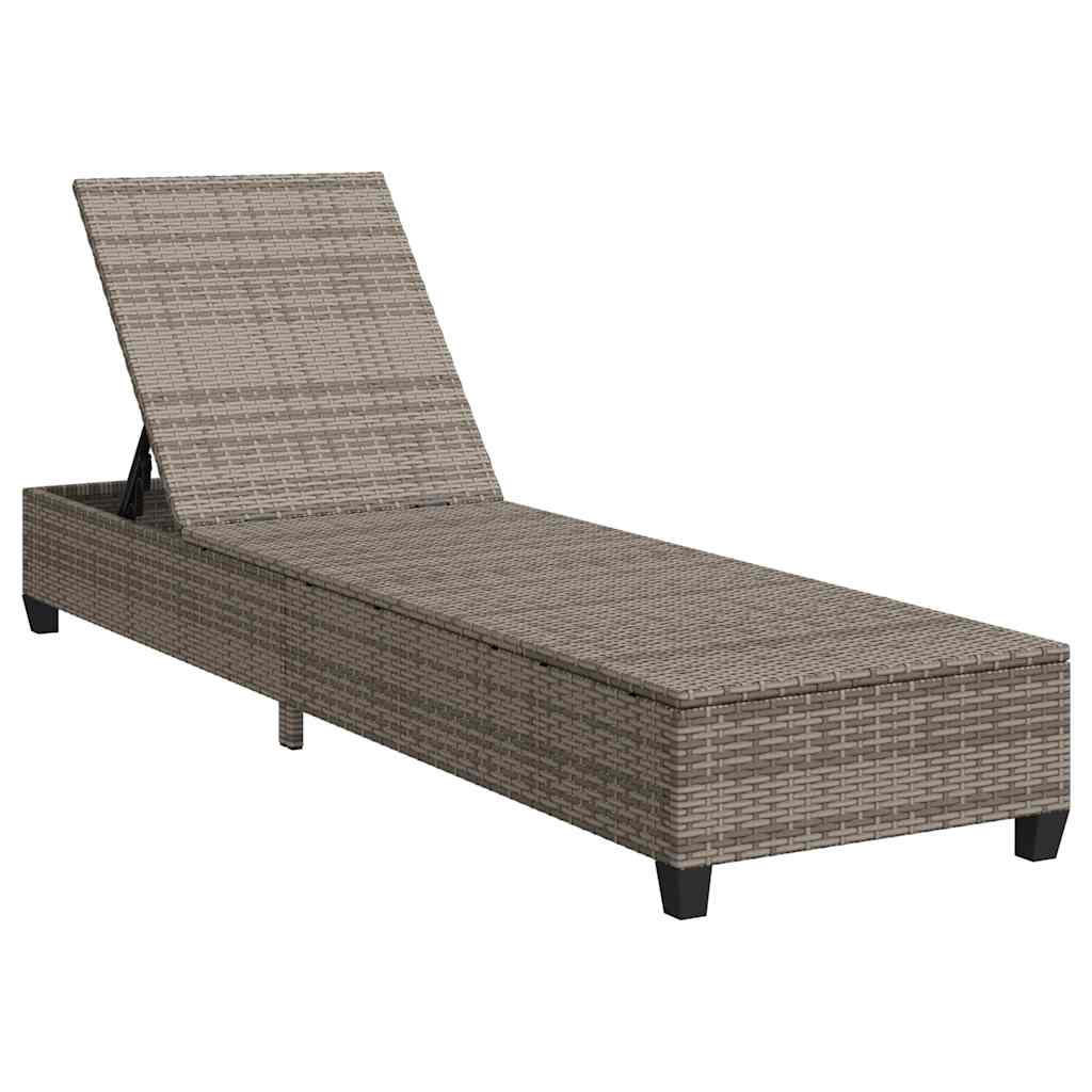 vidaXL Ligstoel met kussens beige 55x200x25,5cm polyrotan