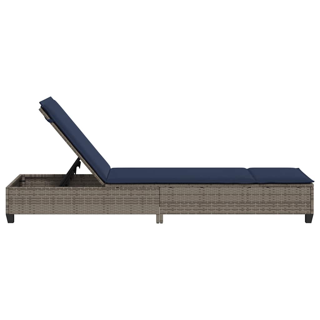 vidaXL Ligstoel met kussens beige 55x200x25,5cm polyrotan