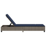 vidaXL Ligstoel met kussens beige 55x200x25,5cm polyrotan