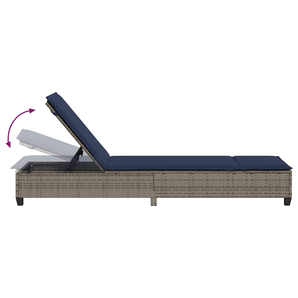 vidaXL Ligstoel met kussens beige 55x200x25,5cm polyrotan