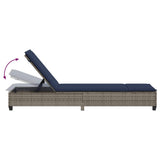 vidaXL Ligstoel met kussens beige 55x200x25,5cm polyrotan