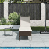 vidaXL Ligstoel met kussen zwart 55x200x44cm polyrotan