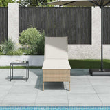 vidaXL Ligstoel met kussen zwart 55x200x44cm polyrotan