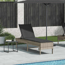 vidaXL Ligstoel met kussen zwart 55x200x44cm polyrotan