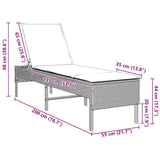 vidaXL Ligstoel met kussen zwart 55x200x44cm polyrotan