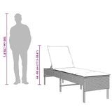 vidaXL Ligstoel met kussen zwart 55x200x44cm polyrotan