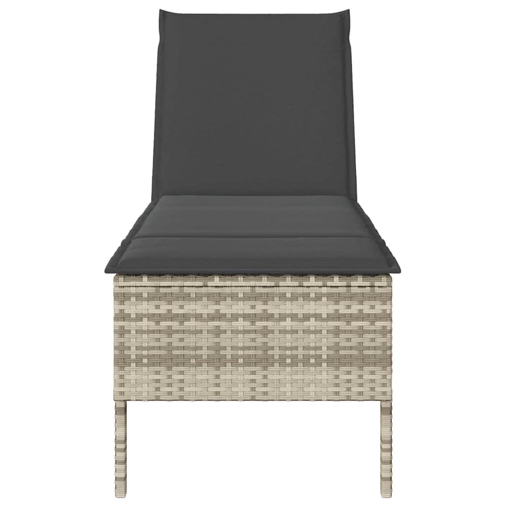 vidaXL Ligstoel met kussen zwart 55x200x44cm polyrotan