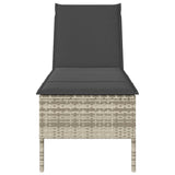 vidaXL Ligstoel met kussen zwart 55x200x44cm polyrotan