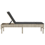 vidaXL Ligstoel met kussen zwart 55x200x44cm polyrotan