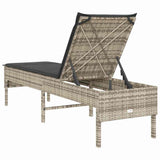 vidaXL Ligstoel met kussen zwart 55x200x44cm polyrotan