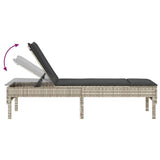 vidaXL Ligstoel met kussen zwart 55x200x44cm polyrotan