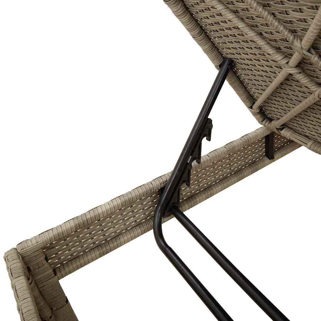 vidaXL Ligstoel met kussen zwart 55x200x44cm polyrotan