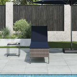 vidaXL Ligstoel met kussen zwart 55x200x44cm polyrotan