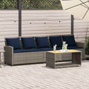vidaXL Tuinbank 5-zits met kussens poly rattan grijs