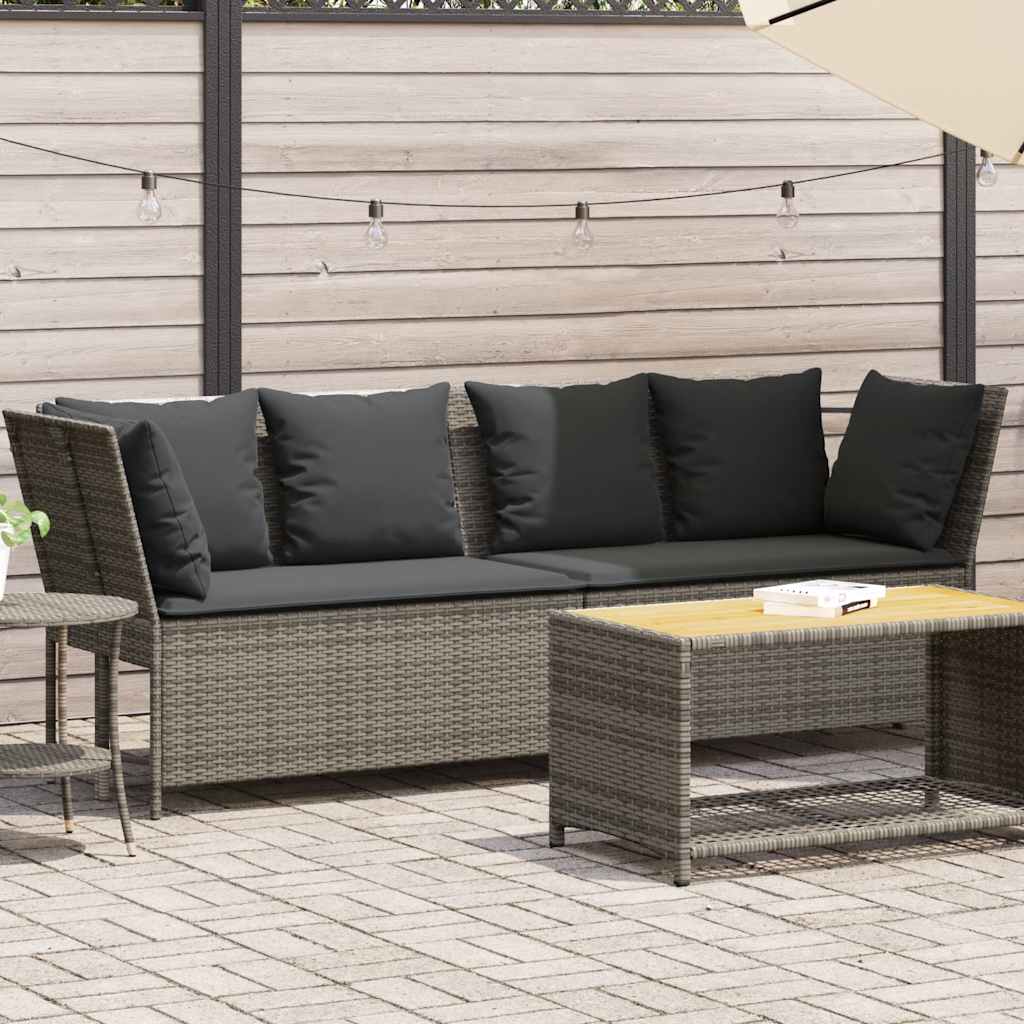 vidaXL Tuinbank met kussens poly rattan zwart