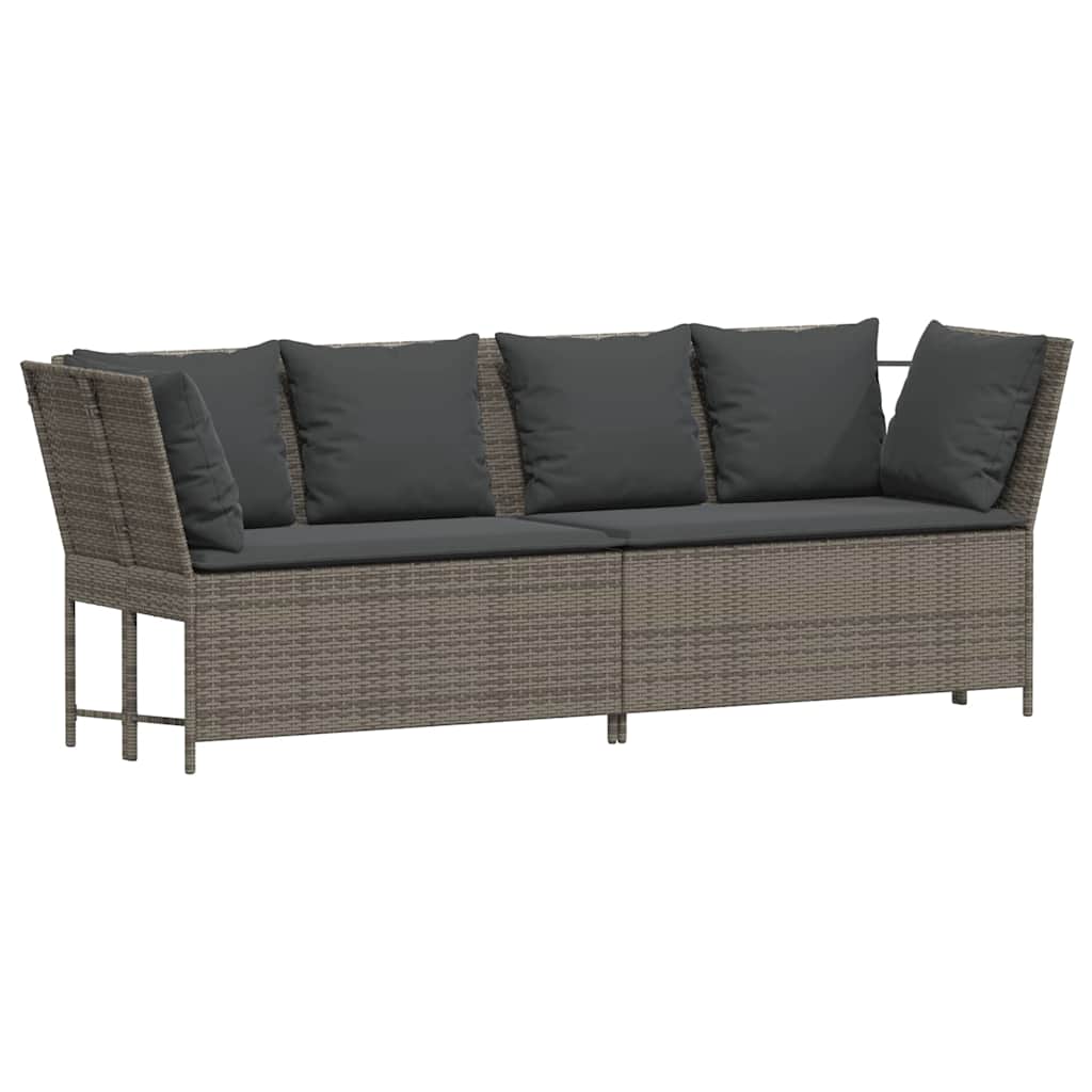 vidaXL Tuinbank met kussens poly rattan zwart