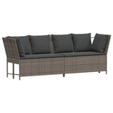 vidaXL Tuinbank met kussens poly rattan zwart