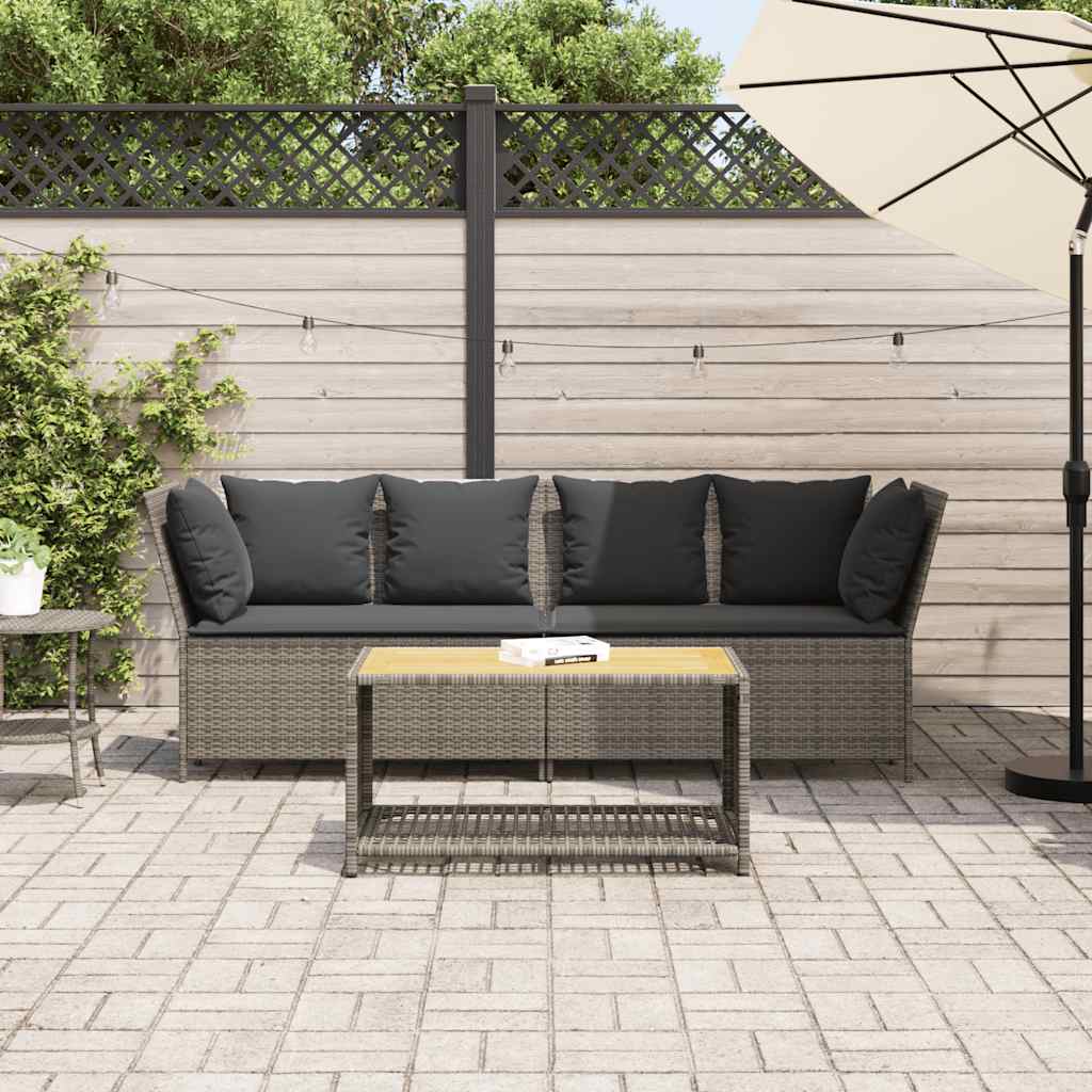 vidaXL Tuinbank met kussens poly rattan zwart