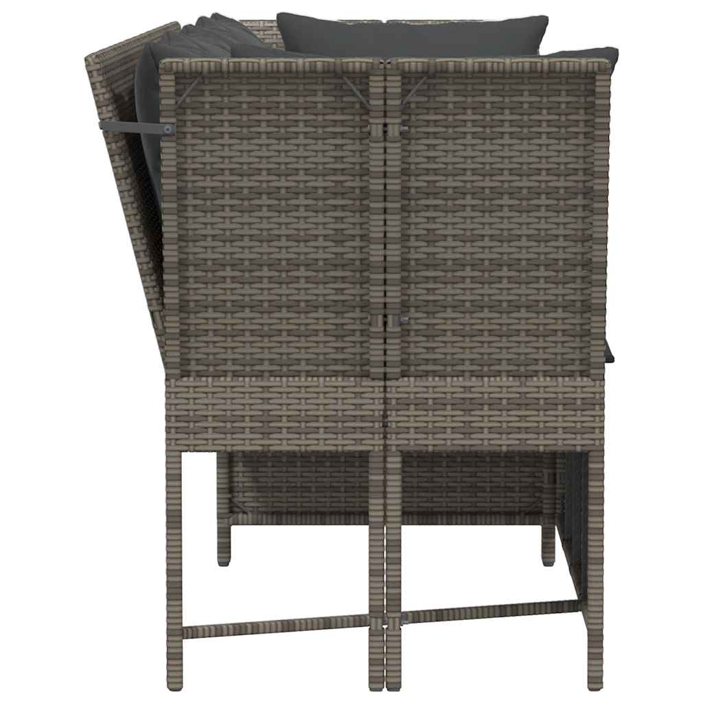 vidaXL Tuinbank met kussens poly rattan zwart