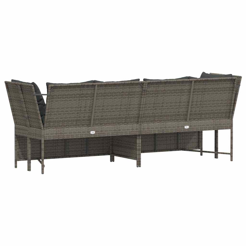 vidaXL Tuinbank met kussens poly rattan zwart