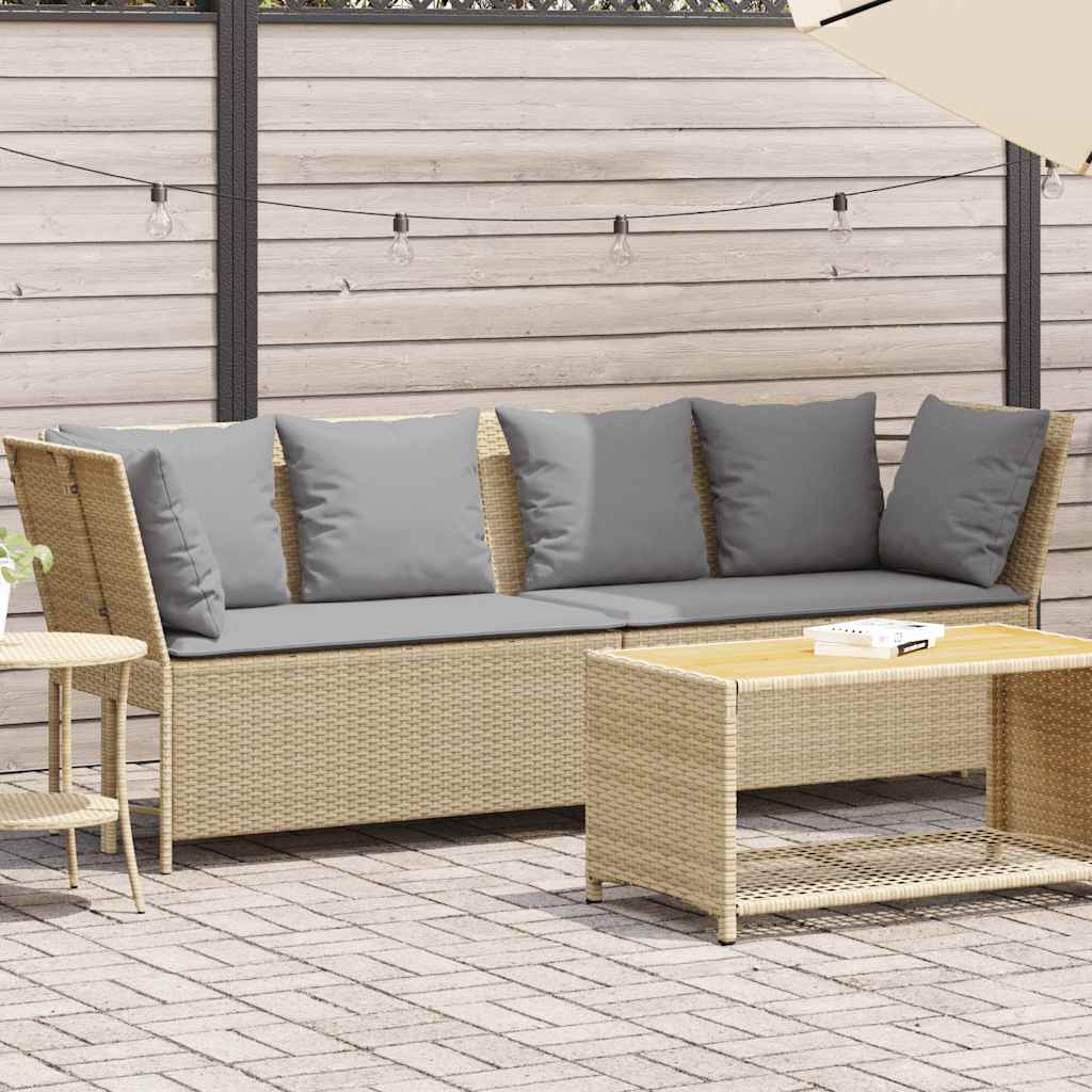 vidaXL Tuinbank met kussens poly rattan zwart
