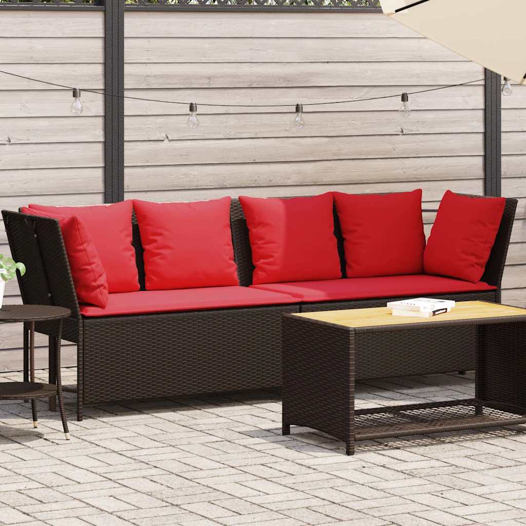 vidaXL Tuinbank met kussens poly rattan zwart