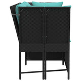 vidaXL Tuinbank met kussens poly rattan zwart