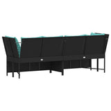 vidaXL Tuinbank met kussens poly rattan zwart